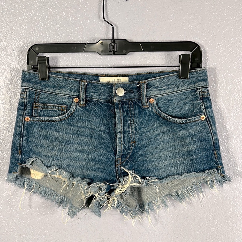 We the free Denim button up Jean cut off shorts 25
